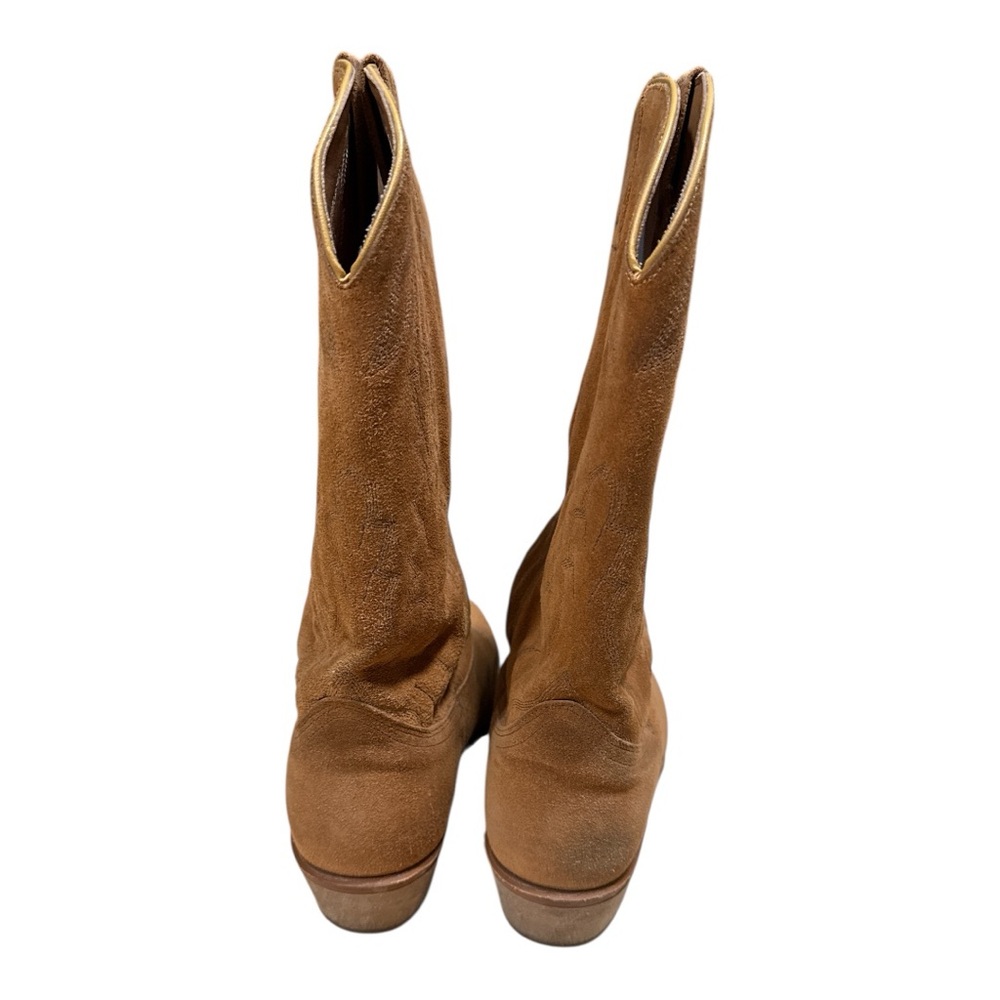 Vintage Handmade Western Tan Brown Suede Cowboy Boots Size 11 - Picture 3 of 5